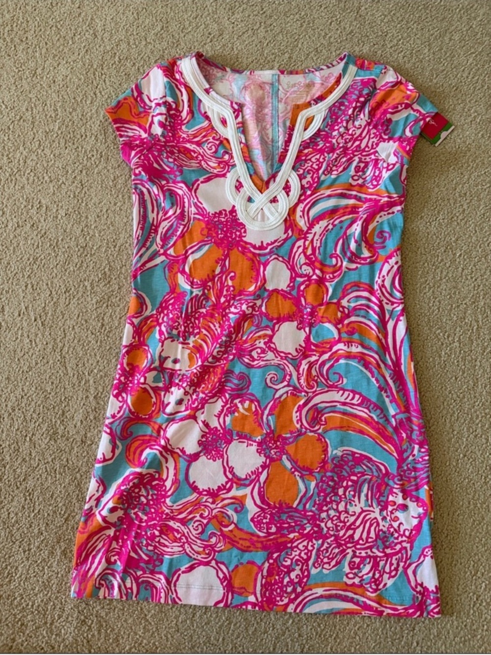 New Lilly Pulitzer Pink Turquoise Orange Floral mini dress size M